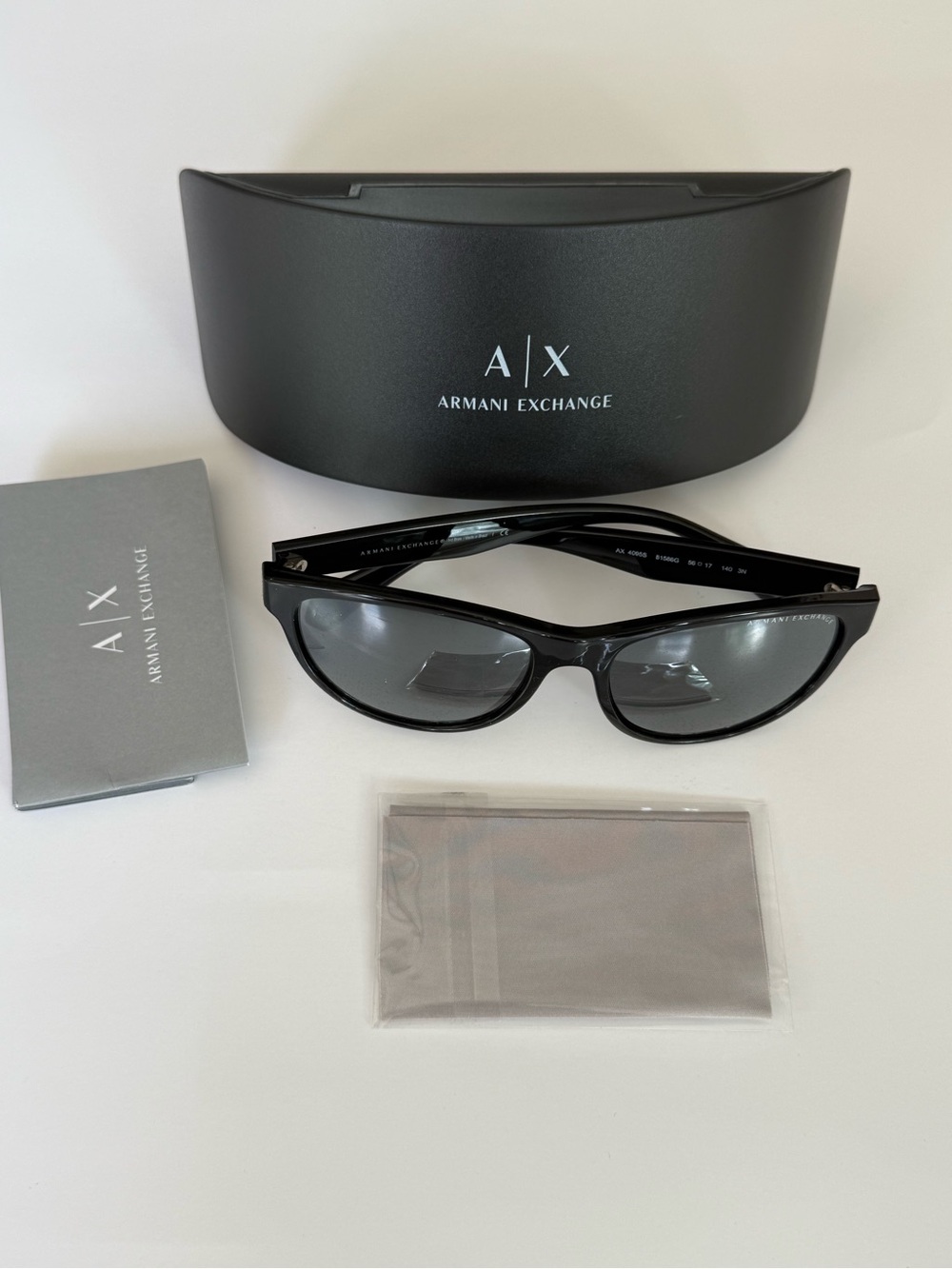 A|X Armani Exchange AX4095S 81586G Black Rectangular Sunglasses 56mm w/ Case